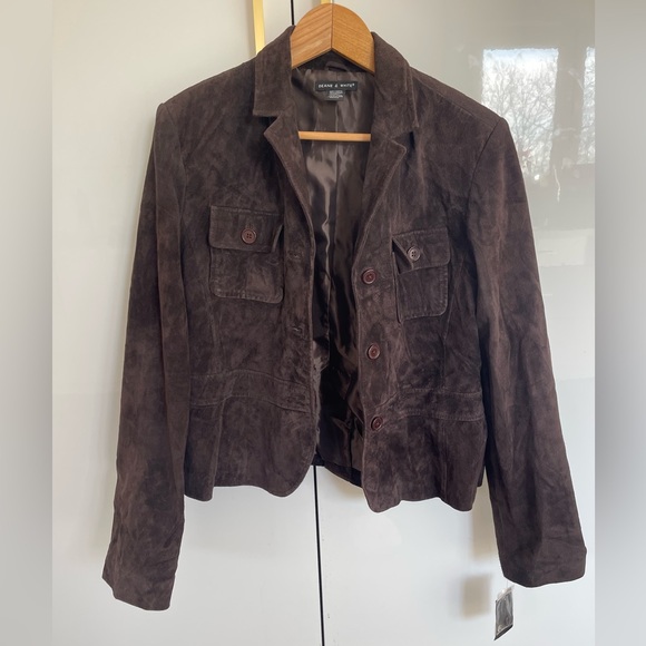 Jones New York Jackets & Blazers - Drake & White brown suede leather jacket size large NWT